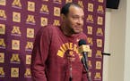 Ben Johnson talks after first practice with the Gophers basketball team this fall. 