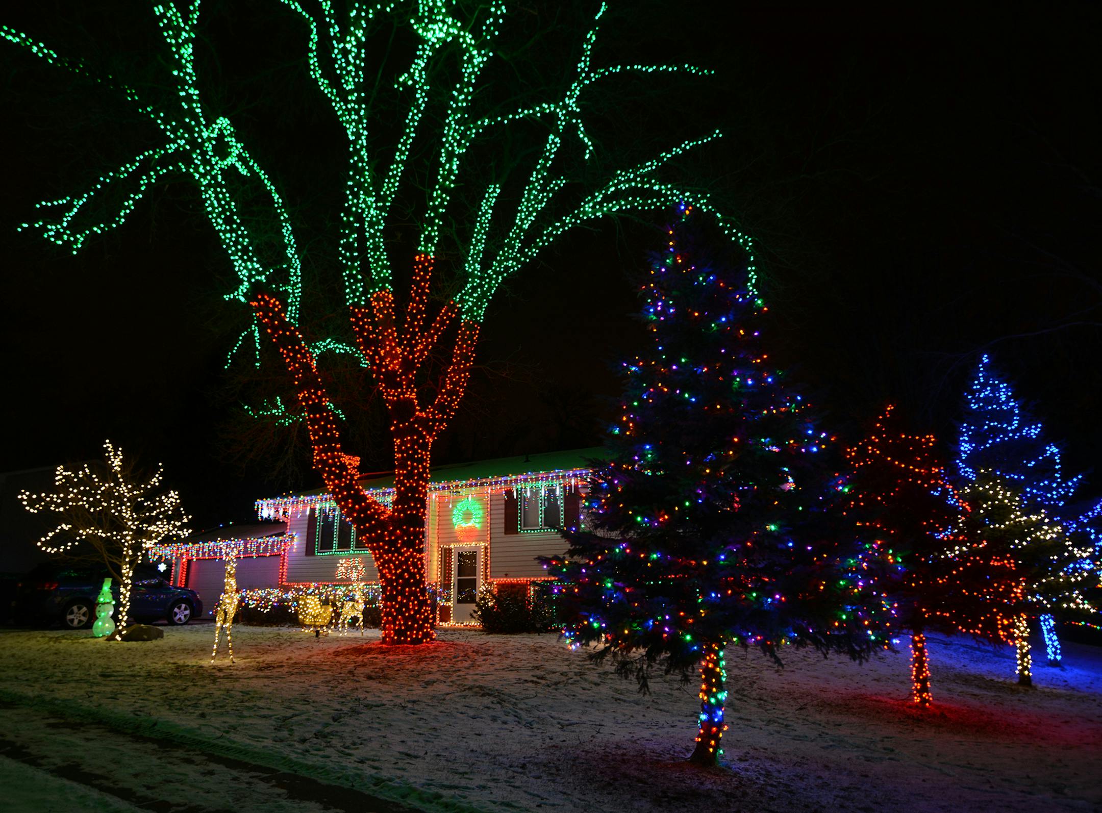 Ingrid and Chris Danielson won third place in the Winter Lights Contest in Burnsville. Photo by Liz Rolfsmeier, Special to the Star Tribune
