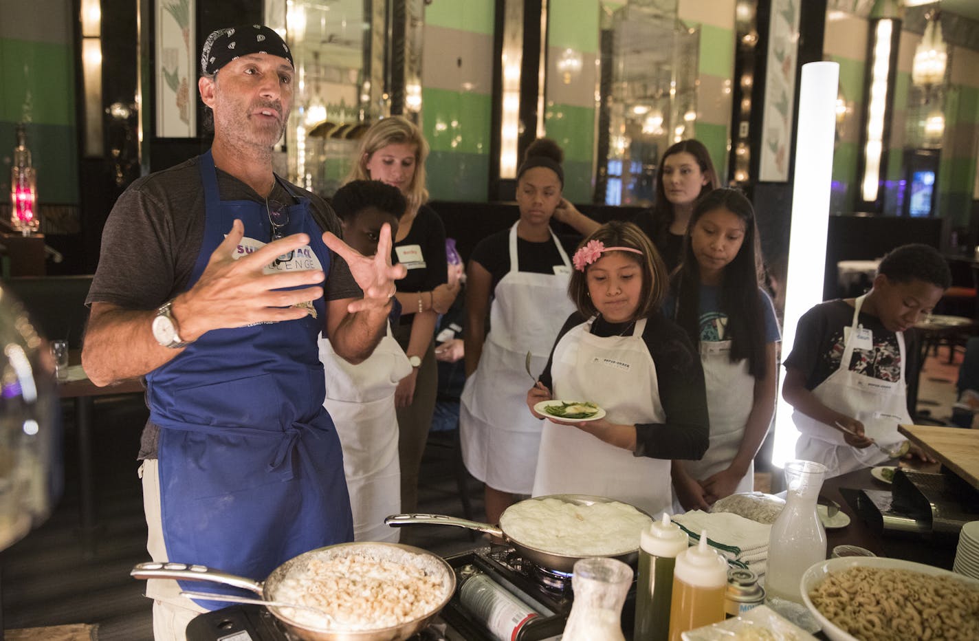 Chef David Fhima demonstrated how to make mac and cheese with healthier ingredients.