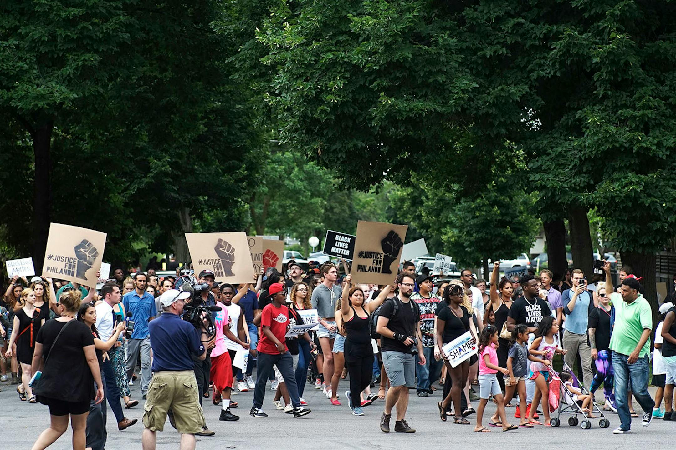 Protesters took to the street and marched to JJ Hill Montessori School where a vigil was being held.