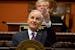 Governor Mark Dayton delivered his state of the state address from the House Chamber Wednesday night. Behind him Senate President Sandra Pappas and Ho