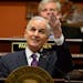 Governor Mark Dayton delivered his state of the state address from the House Chamber Wednesday night. Behind him Senate President Sandra Pappas and Ho