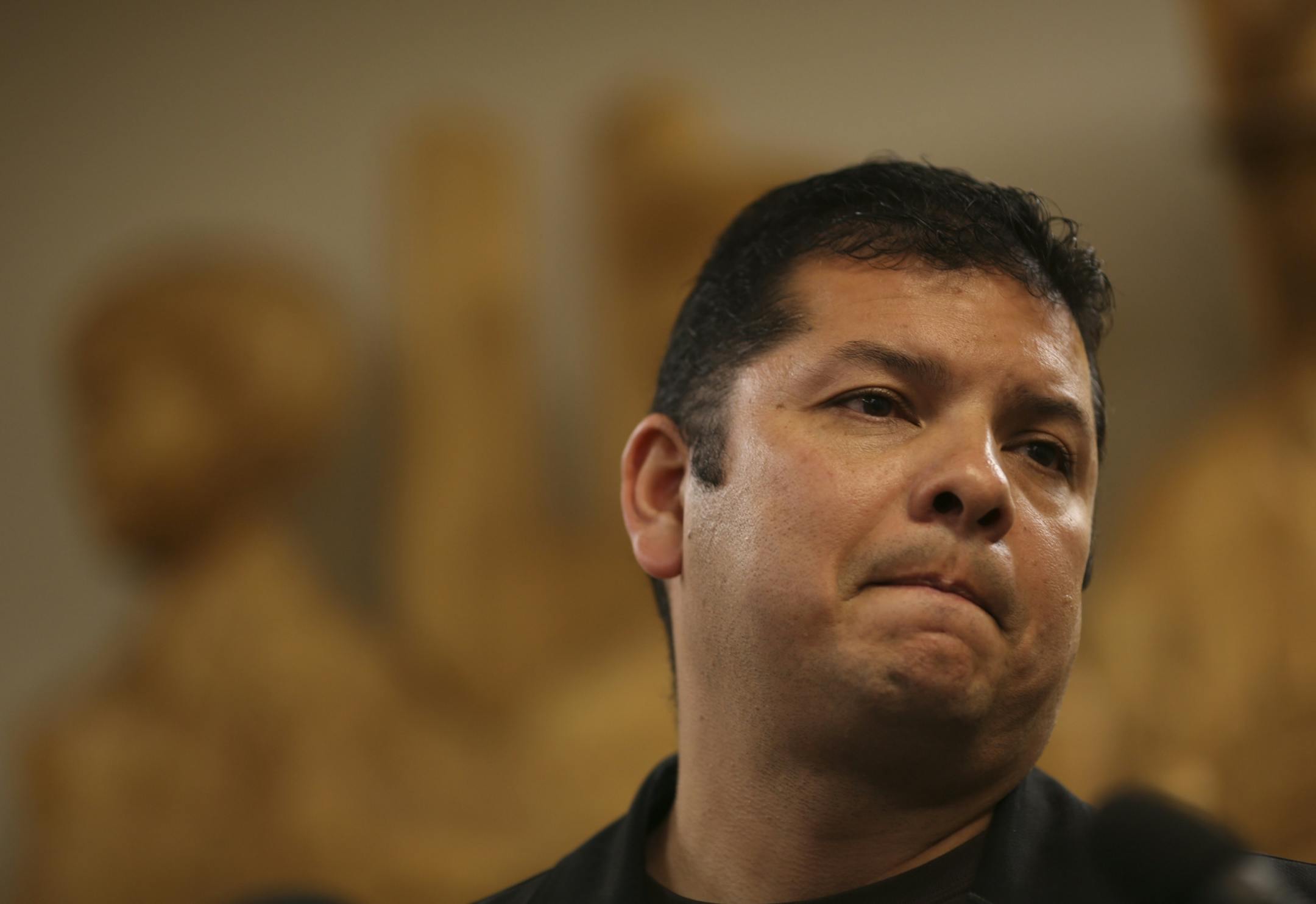 St. Paul Police spokesman Howie Padilla held a news conference on Tuesday afternoon, October 8, 2013 at police headquarters to announce that an earlier investigation of possession of child pornography found on a computer at the Chancery of the Archdiocese of St. Paul and Minneapolis was being reopened. Howie Padilla speaking at the news conference.