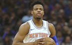 New York Knicks guard Dennis Smith Jr. during the first quarter of an NBA basketball game against the Sacramento Kings Monday, March 4, 2019, in Sacra