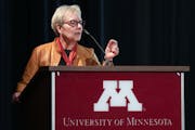 Laura Bloomberg, one of three finalists in the running to become the next University of Minnesota president, spoke at Coffman Union at the University 