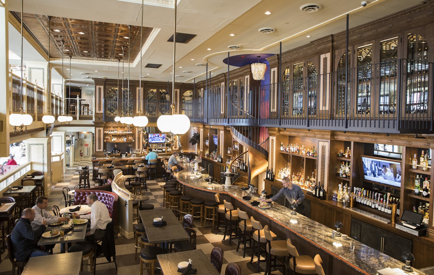 The two-story bar at McKinney Roe in downtown Minneapolis.