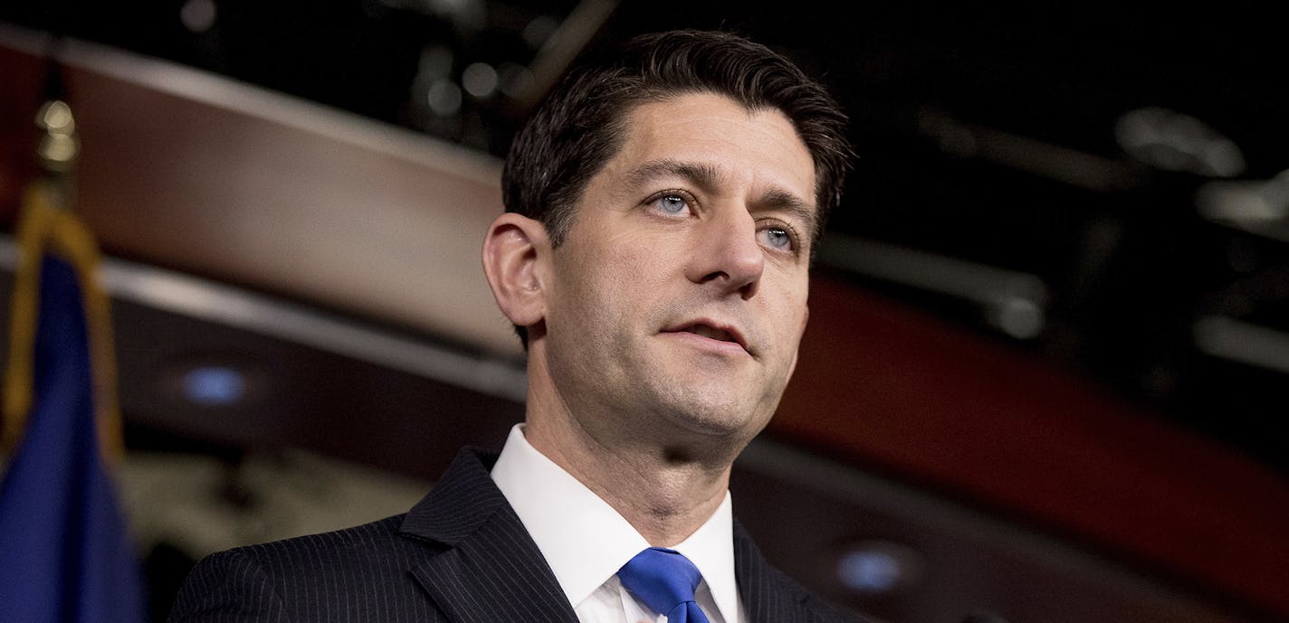 House Speaker Paul Ryan of Wis. speaks at his weekly news conference on Capitol Hill in Washington, Thursday, Nov. 17, 2016. (AP Photo/Andrew Harnik) ORG XMIT: MIN2016111712022211