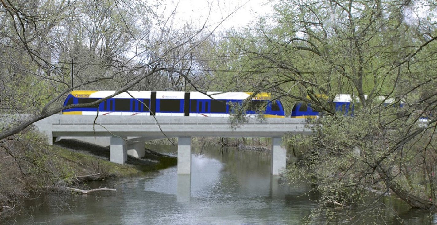 Rendering provided by Met Council A rendering of the Southwest Light Rail train passing through the Kenilworth Lagoon. ORG XMIT: MIN1607201316000459