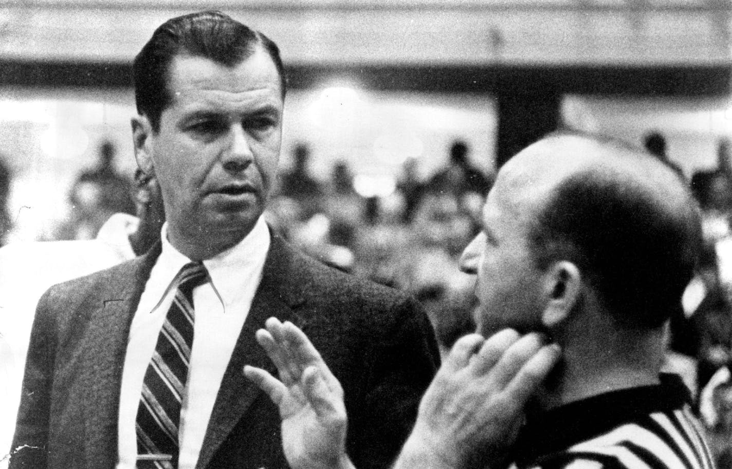 March 27, 1959 Tense Johnny Kundla, referee Sid Borgia discuss point 1959: Lakers Coach John Kundla at odds with NBA ref Sid Borgia. March 26, 1981 Paul Siegel, Minneapolis Star Tribune ORG XMIT: MIN2016063016505727