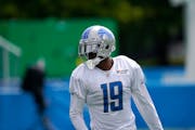 Detroit Lions cornerback Saivion Smith is seen during drills at the Lions NFL football practice facility, Monday, Aug. 8, 2022, in Allen Park, Mich. (