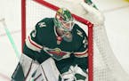 Minnesota Wild goalie Cam Talbot (33) defends the net in an NHL hockey game against the Edmonton Oilers, Tuesday, April 12, 2022, in St. Paul, Minn. (