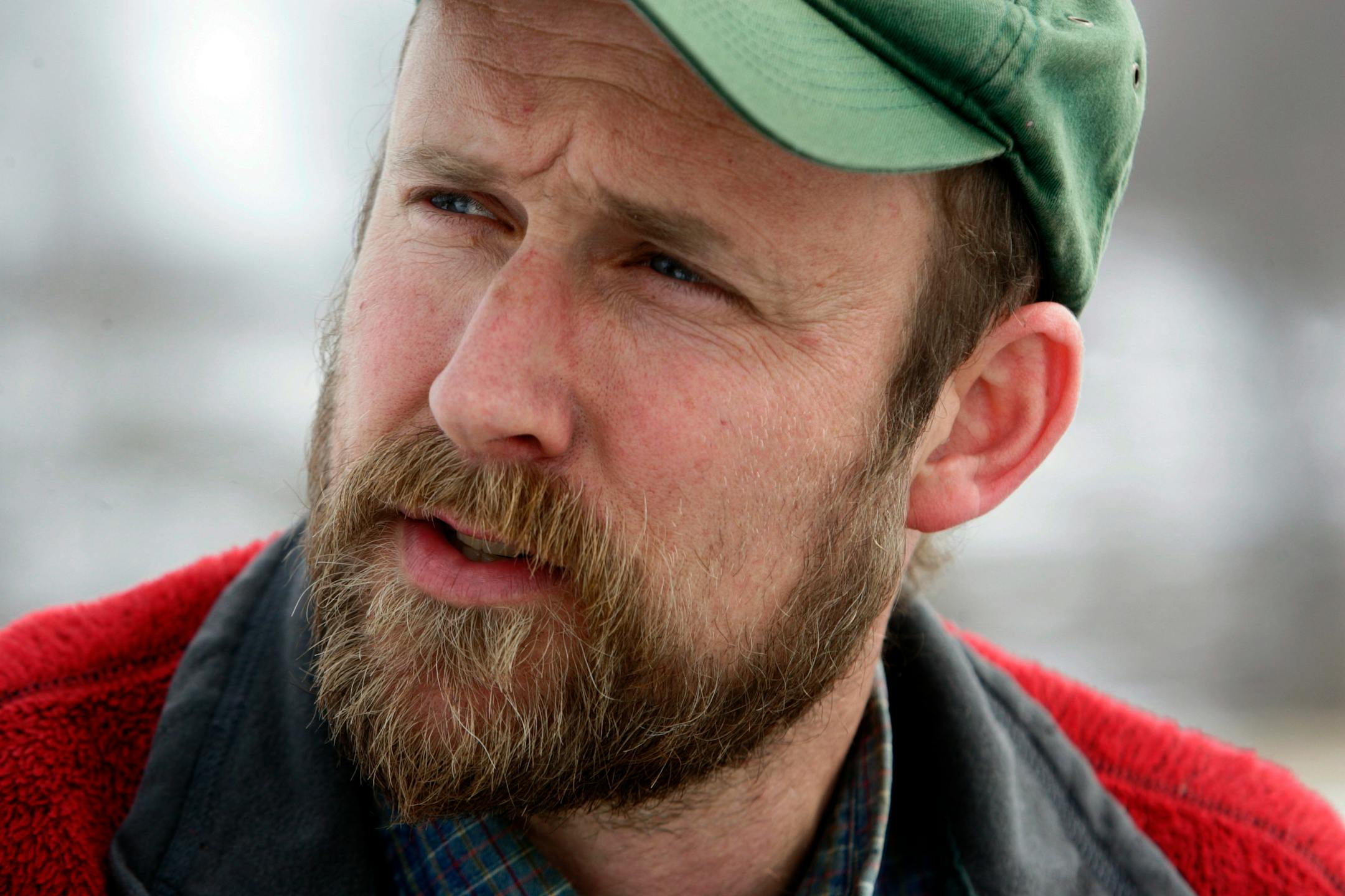 Vegetable farmer Jack Hedin talked to his new hire from the U of M Justin Brown about the different farm impliments Hedin had shipped from California.