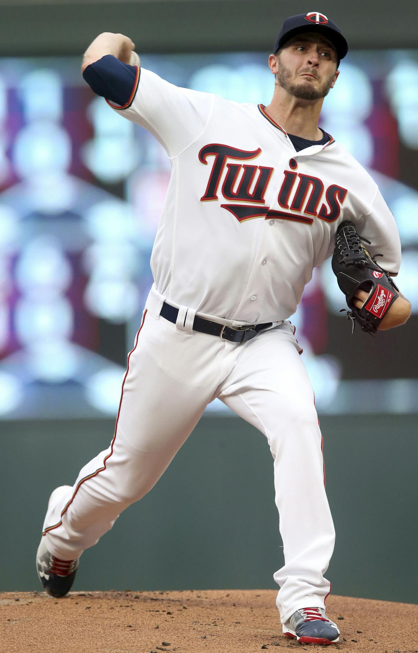 Minnesota Twins pitcher Jake Odorizzi throws against the Pittsburgh Pirates in the first inning of a baseball game Tuesday, Aug. 14, 2018, in Minneapolis. (AP Photo/Jim Mone)