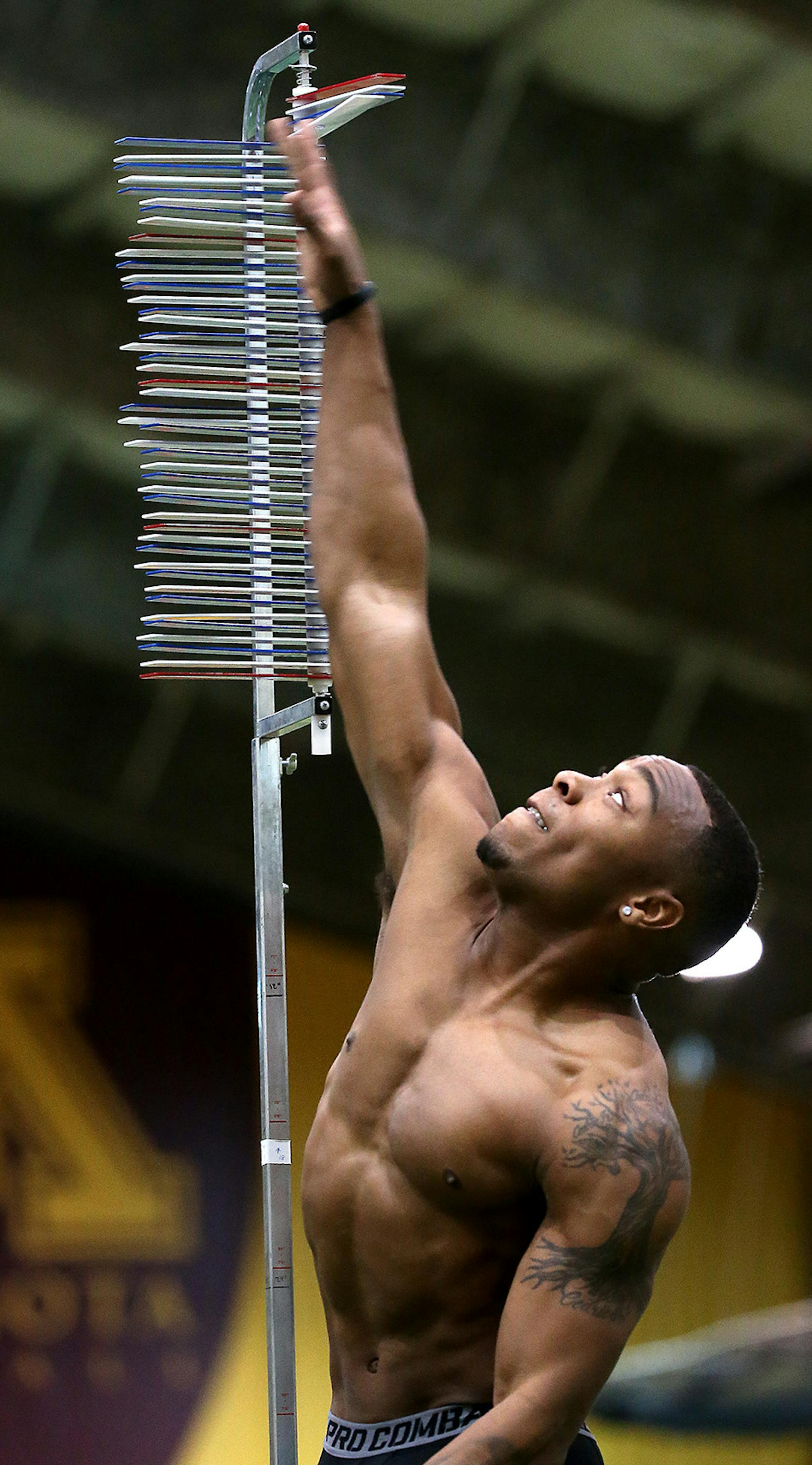 University of Minnesota's Cedric Thompson was tested on his jumping skills before NFL scouts during Pro Day at the Nagurski building on campus, Monday, March 2, 2015. ] (ELIZABETH FLORES/STAR TRIBUNE) ELIZABETH FLORES • eflores@startribune.com