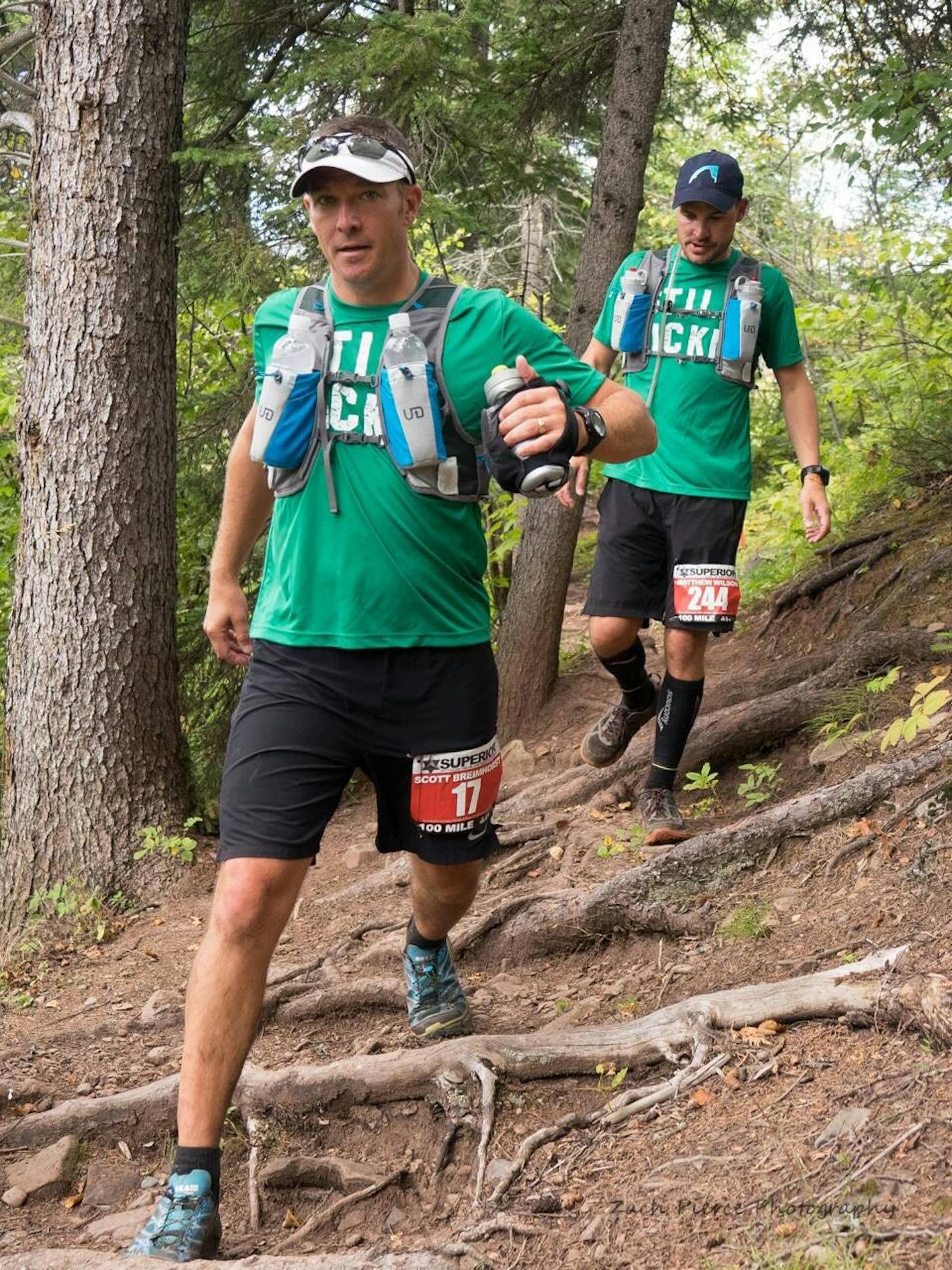 Scott Breimhorst, left, will get an assist from his pacer Matt Wilson during the Zumbro 100 this weekend.