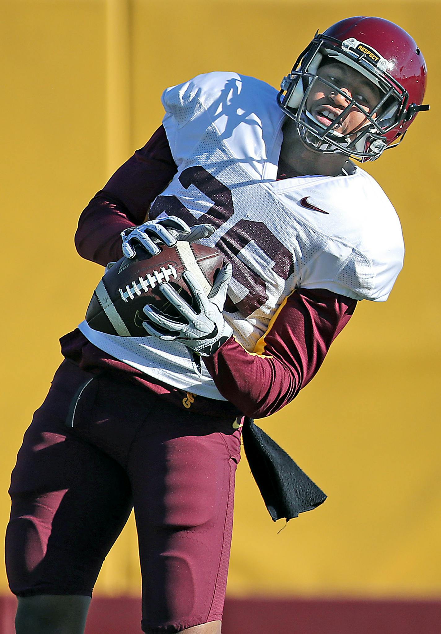 Minnesota's wide receiver Brian Smith practiced at the Gibson-Nagurski practice facility, Tuesday, October 18, 2016 in Minneapolis, MN. ] (ELIZABETH FLORES/STAR TRIBUNE) ELIZABETH FLORES &#x2022; eflores@startribune.com