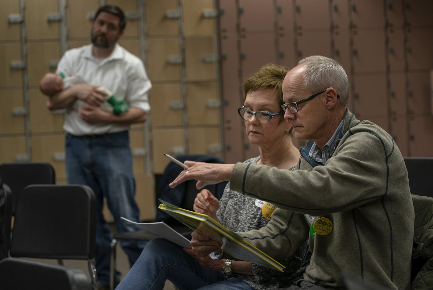 Rob Dalton and his wife Debbie Dalton attended the DFL Party caucus at Valley View Middle School .] Jerry Holt &#x2022;Jerry.Holt@startribune.com The DFL Party held a caucus at Valley View Middle School Tuesday February 25, 2020 in Edina, MN.