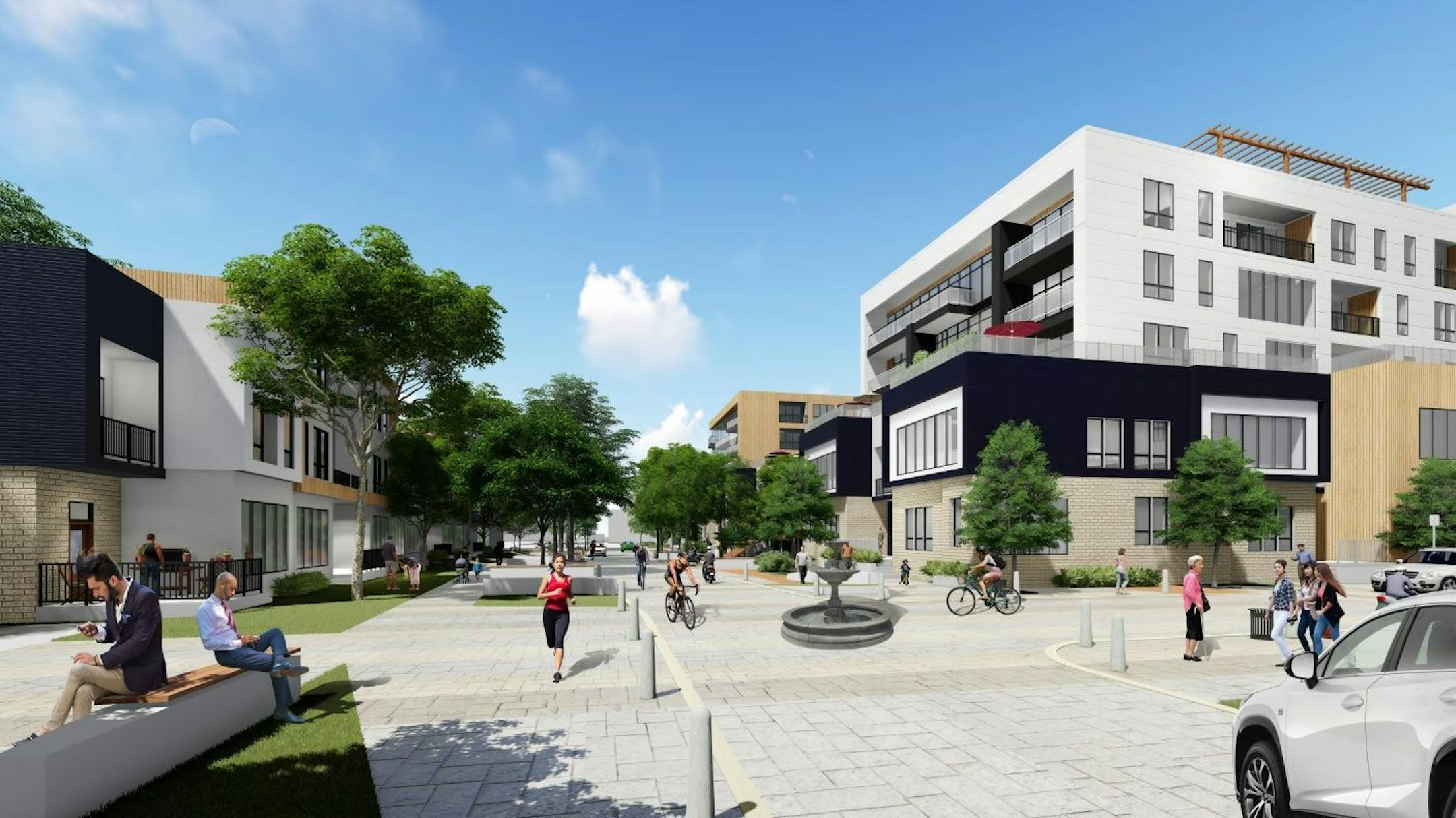 Architects want to create "a living street" as part of a residential development on France Avenue in Edina.
Courtesy DJR Architecture