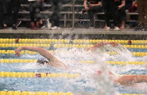 Chanhassen-Chaska led the pack in their winning 400 yard freestyle relay preliminary at the boys 2A swim and dive championships at the University of Minnesota on Friday, Feb. 28, 2020.