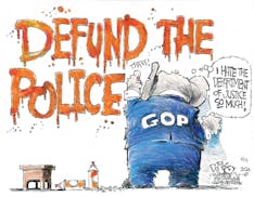 Editorial cartoon: John Darkow on the defunding the police