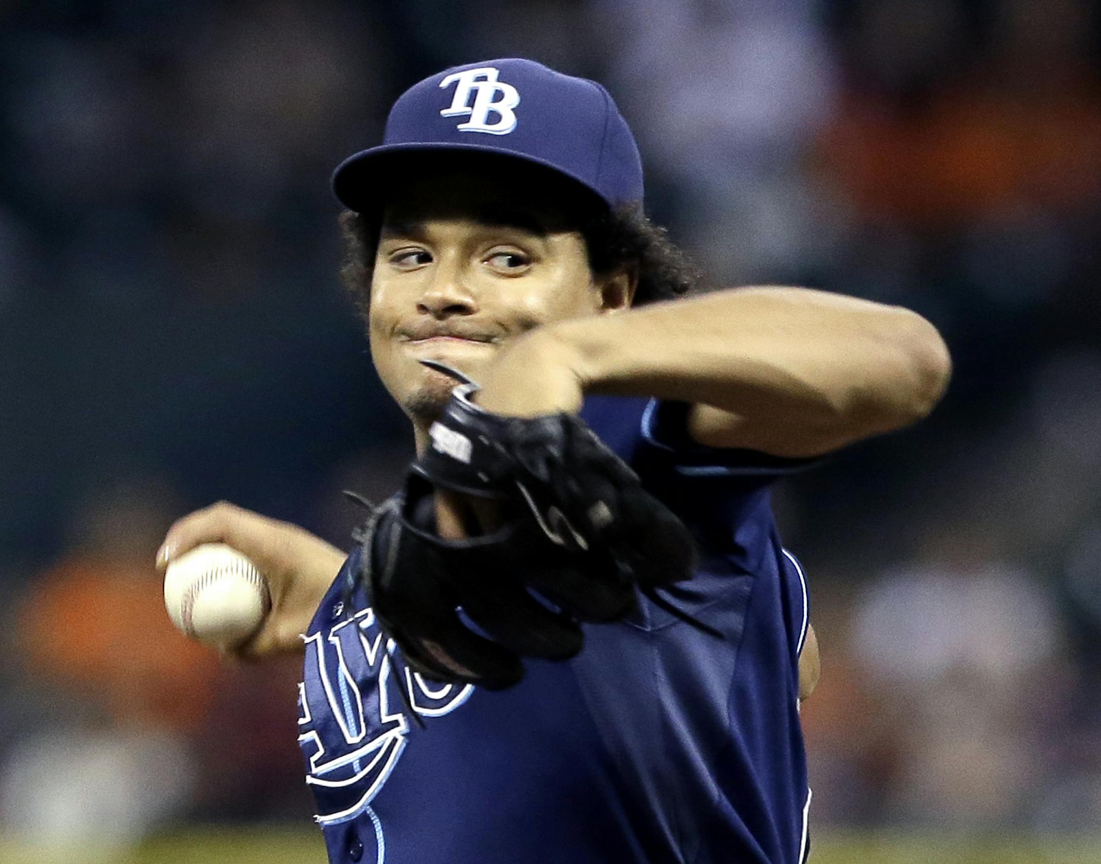 Tampa Bay Rays' Chris Archer delivers a pitch against the Houston Astros in the first inning of a baseball game Thursday, Aug. 20, 2015, in Houston. (AP Photo/Pat Sullivan)