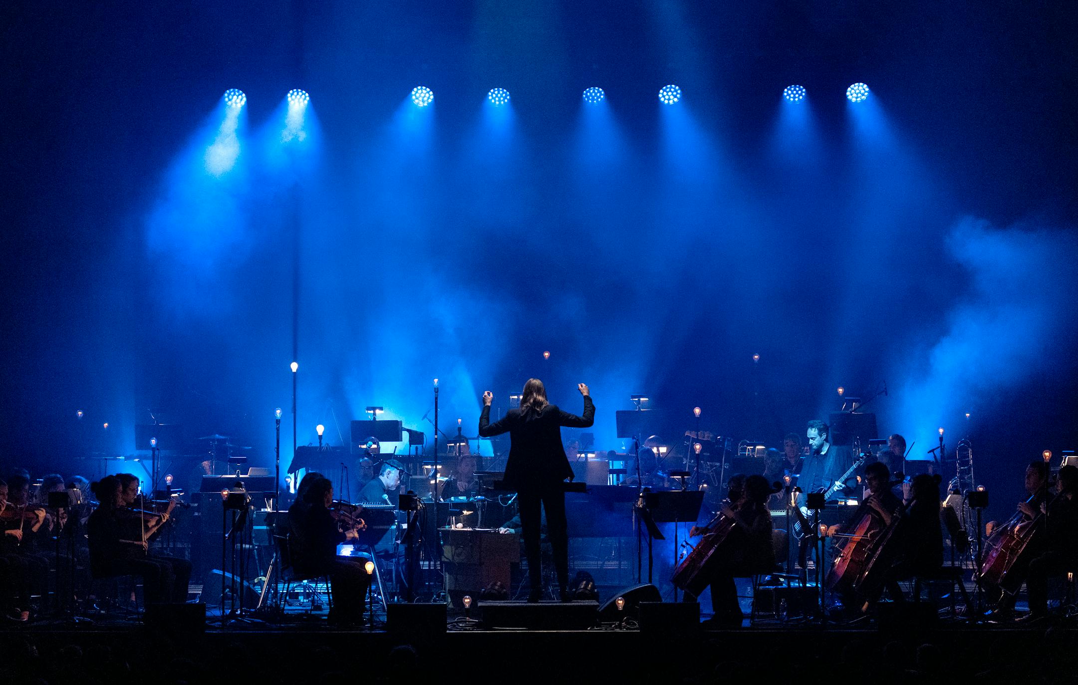 Conductor Robert Ames performed with Sigur Ros on Aug. 21, 2023, at The State Theatre in Minneapolis. Rebecca Arons is seated front right.