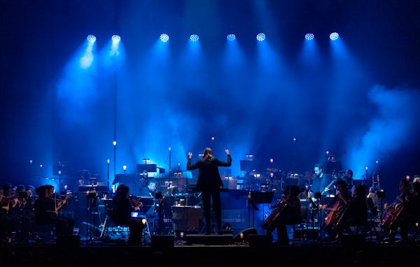 Conductor Robert Ames performed with Sigur Ros on Aug. 21, 2023, at The State Theatre in Minneapolis. Rebecca Arons is seated front right.