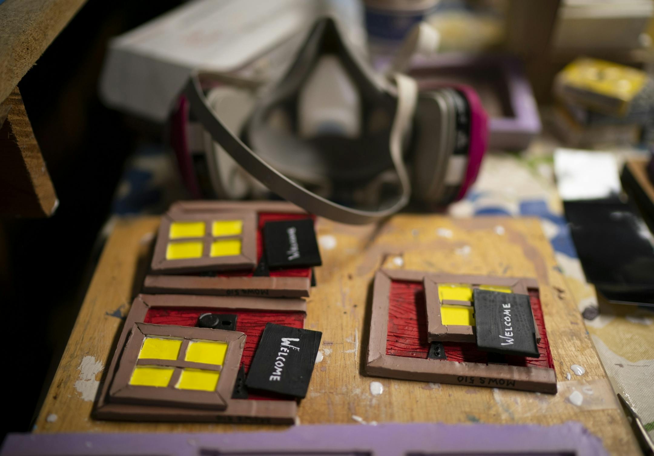 Three sets of mouse doors on Mous510's basement workbench.