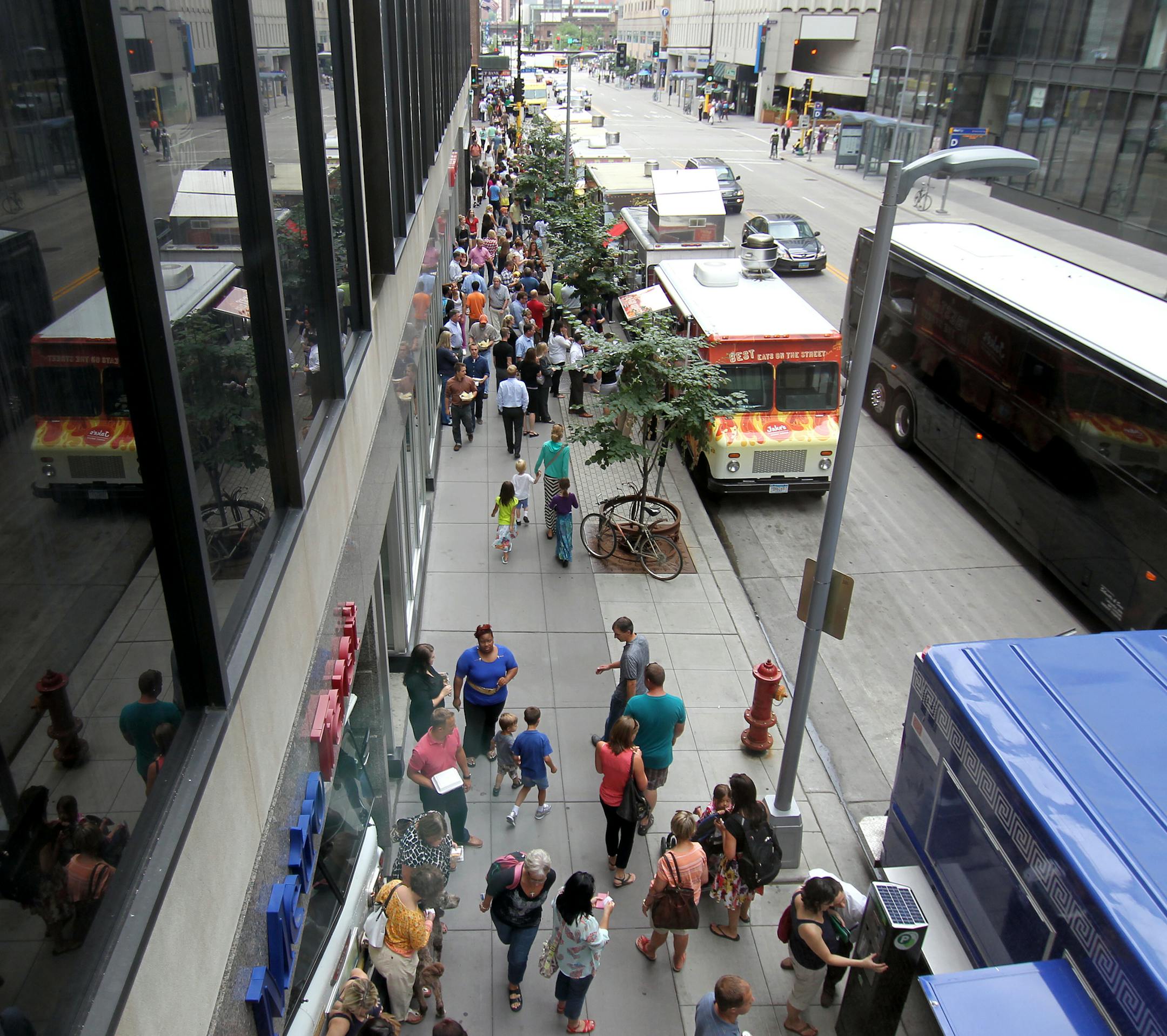 Food trucks line up in downtown Minneapolis, Minn., on Thursday, July 25, 2013. ] (ANNA REED/STAR TRIBUNE) anna.reed@startribune.com (cq)