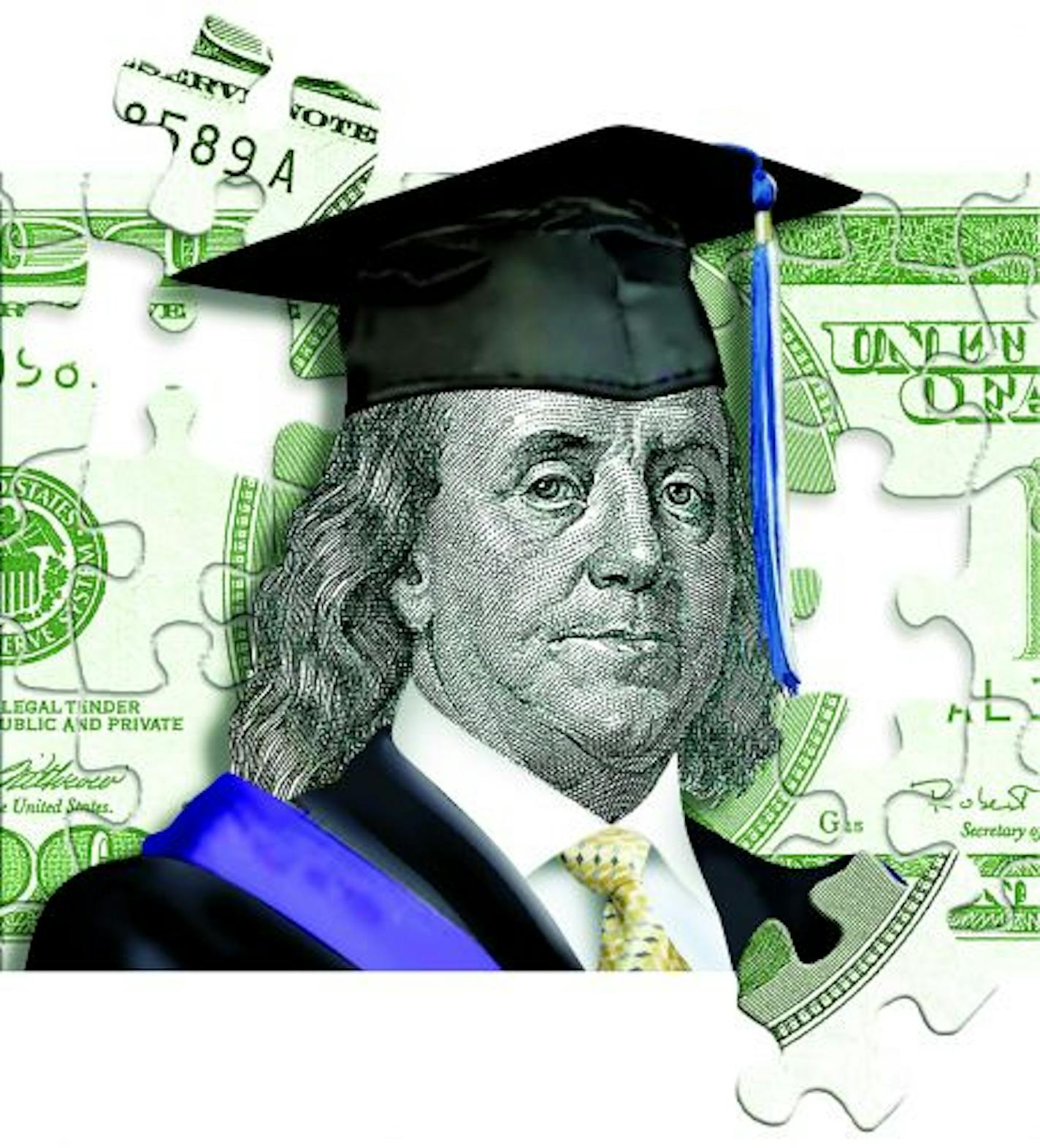 300 dpi 4 col x 8.5 in / 196x216 mm / 667x734 pixels Rick Nease color illustration of Benjamin Franklin in a cap and gown within a puzzle of money. Detroit Free Press 2005 <p>
KEYWORDS: college loan money cost benjamin franklin graduate university education educacion graduar graduation graduacion finanzas dinero prestamo graduado puzzle rompecabezas krtbusiness business krteducation education krtnational national krtnamer north america bill bills paying krtpersonalfinance personal finance krtusb