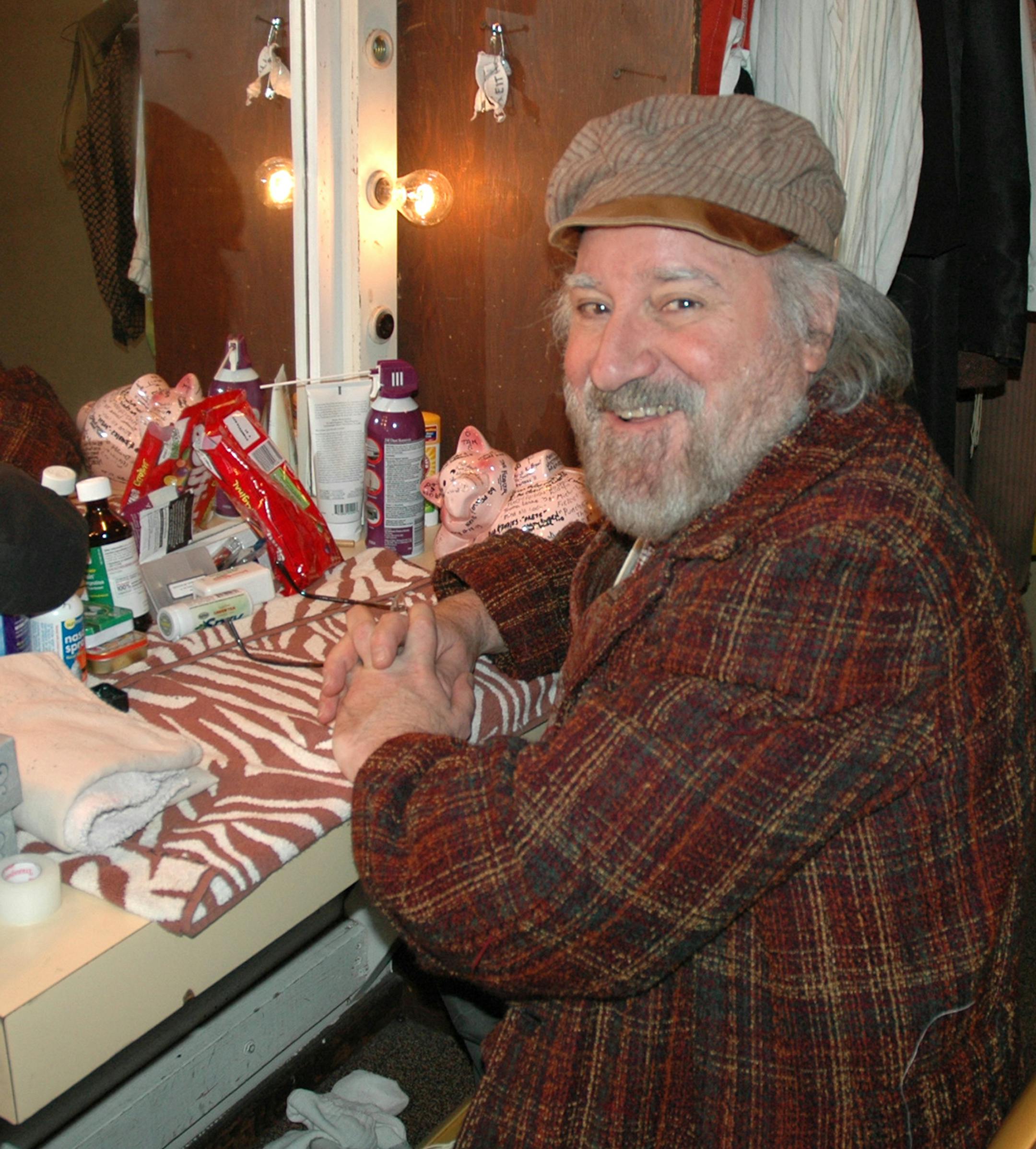Michael Brindisi at the makeup table as he prepared to take the Chanhassen stage as Tevye. Credit: Nicholas Haug