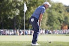 Danny Willett just missing from off the green during afternoon four-balls match at the Ryder Cup golf tournament Friday, Sept. 30, 2016, at Hazeltine 