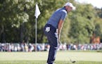 Danny Willett just missing from off the green during afternoon four-balls match at the Ryder Cup golf tournament Friday, Sept. 30, 2016, at Hazeltine 