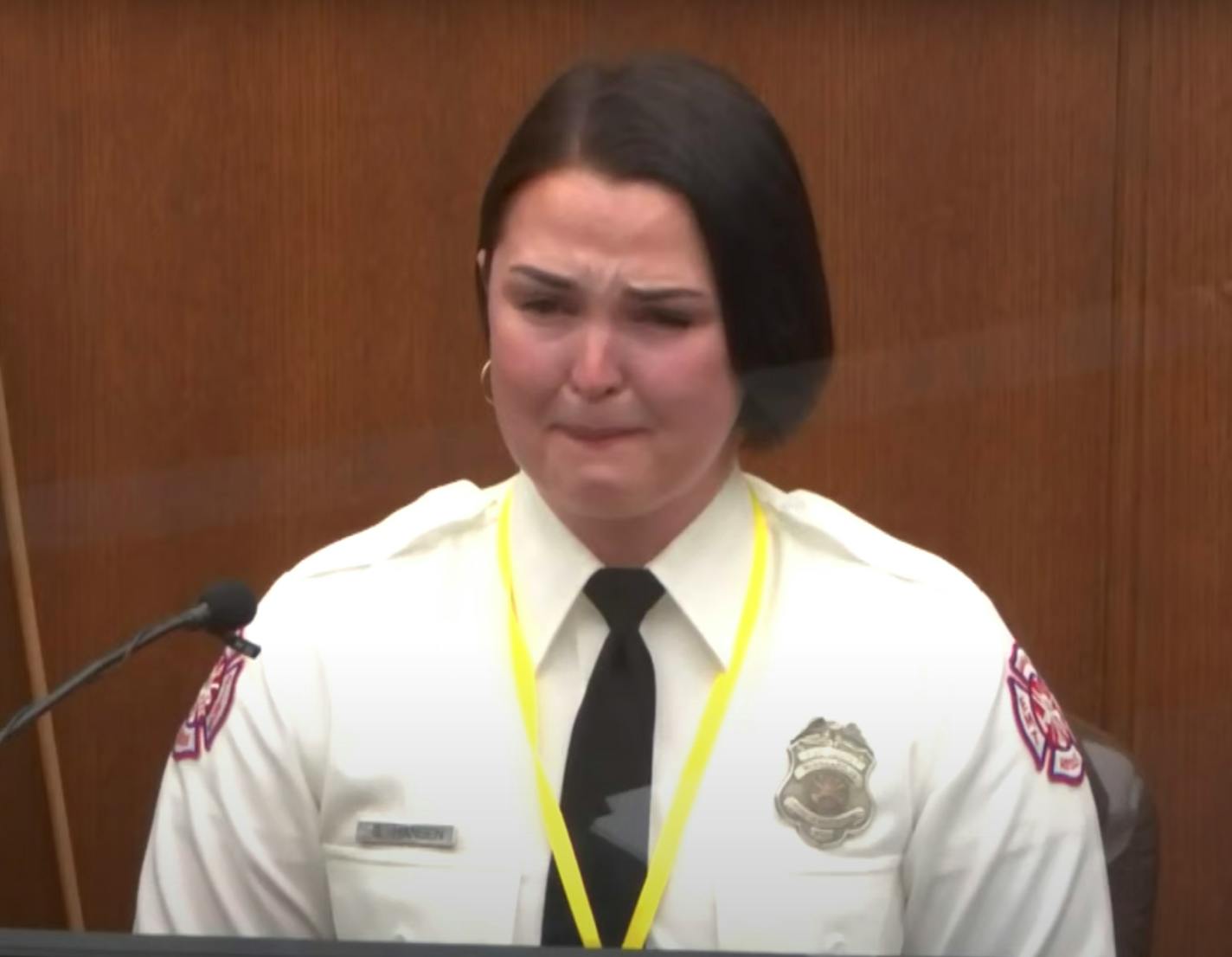 In this image from video, Minneapolis Firefighter Genevieve Hansen, testifies as Hennepin County Judge Peter&nbsp;Cahill presides Tuesday, March 30, 2021, in the trial of former Minneapolis police Officer Derek Chauvin, in the May 25, 2020, death of George Floyd at the Hennepin County Courthouse in Minneapolis, Minn. (Court TV/Pool)