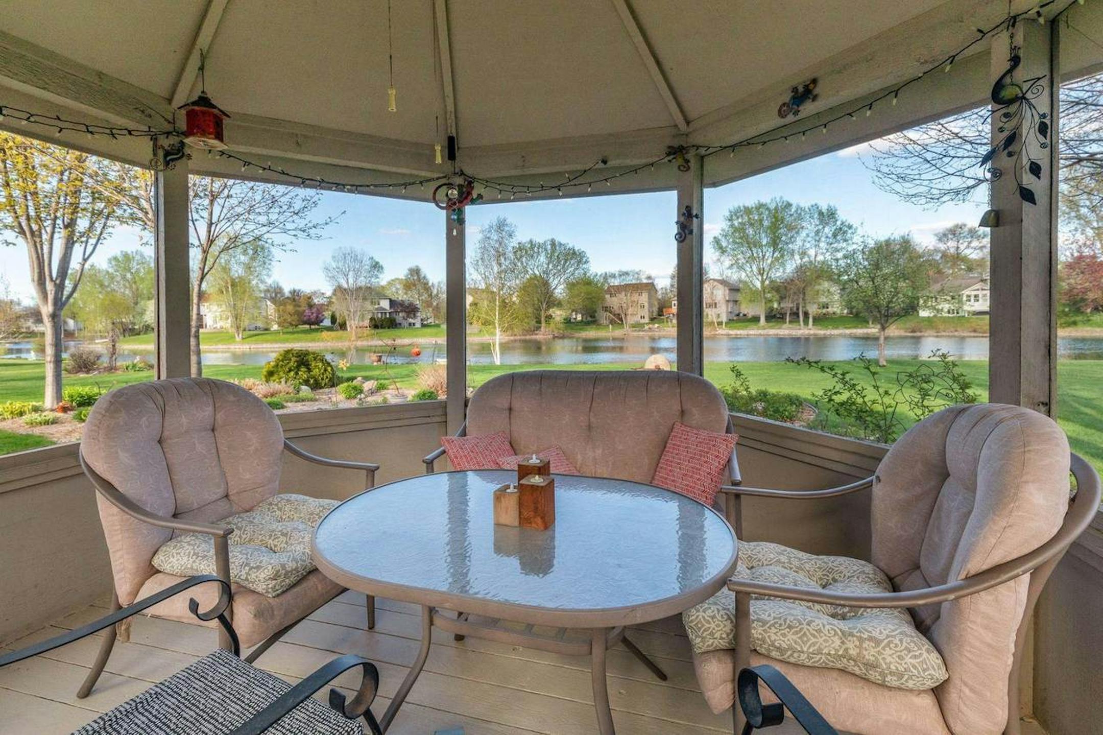 The home built for Kirby Puckett in Brooklyn Park includes an original gazebo overlooking a pond.