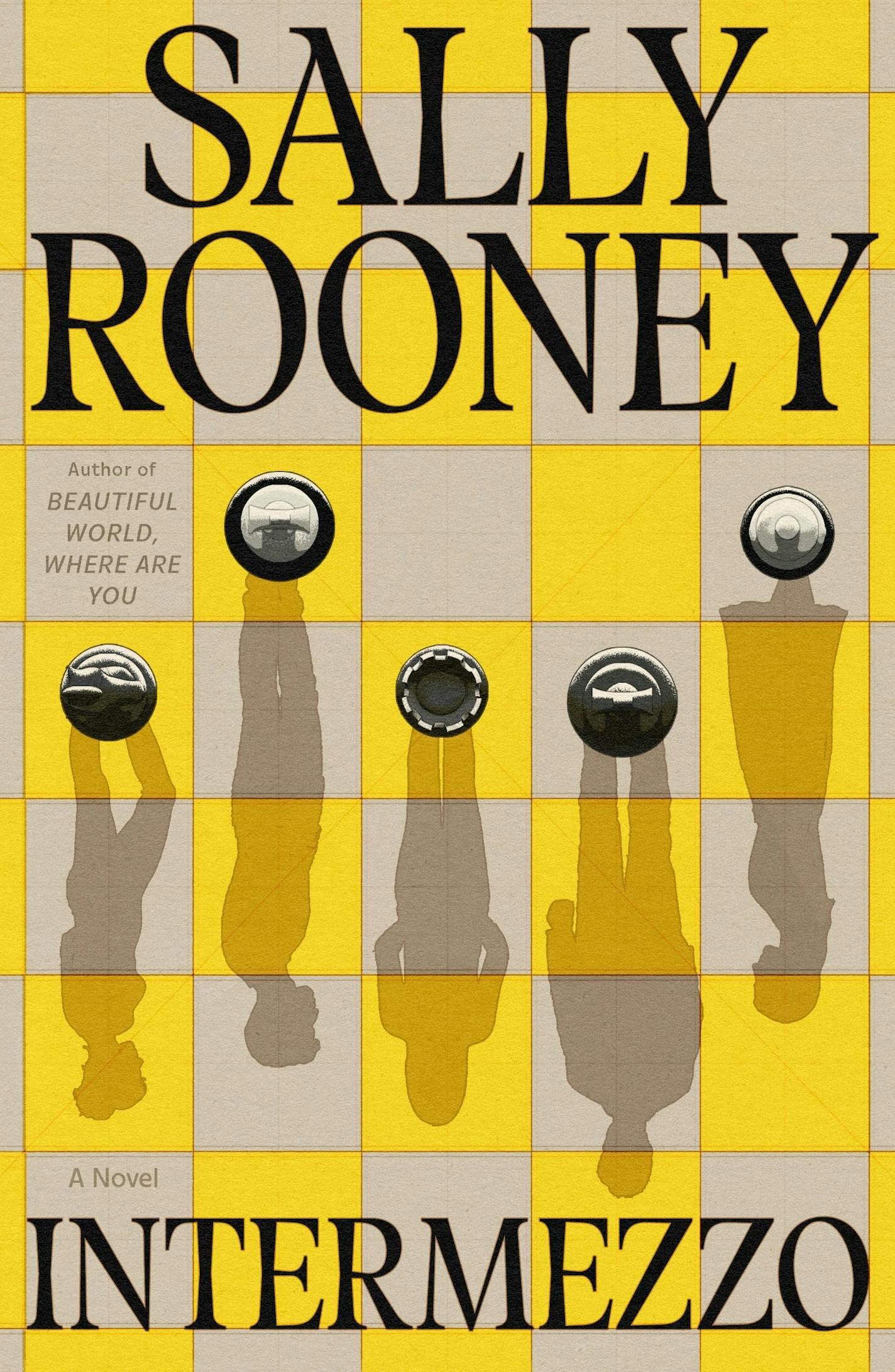 yellow cover of Intermezzo features a drawing of five chess pieces with human faces