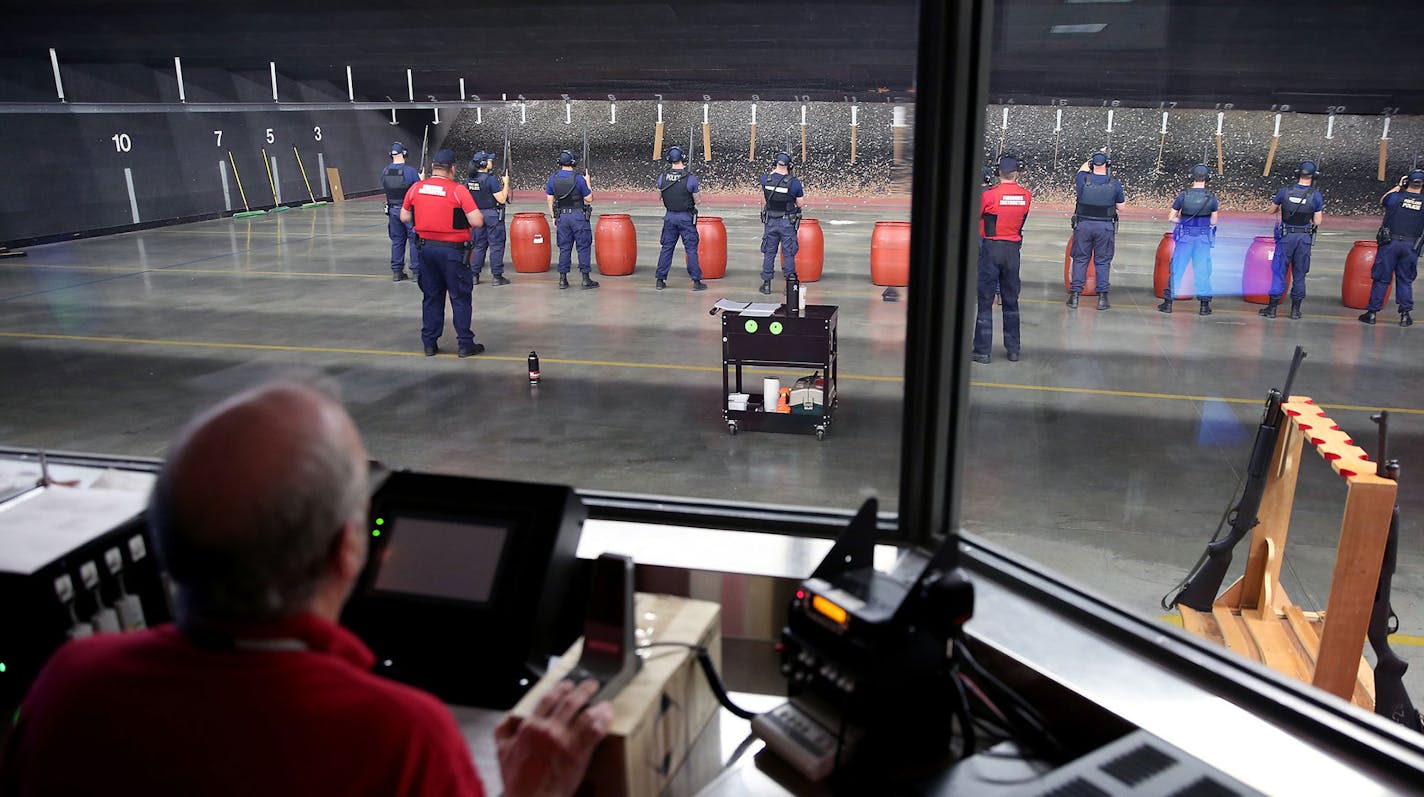 Students practice shotgun basics at the state academy in Salem run by the Oregon Department of Public Safety Standards and Training. Oregon's police licensing system is considered among the best in the country.