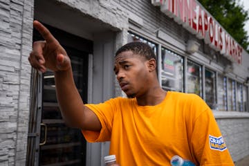 Jeffrey Thomas, who lives nearby recounts witnessing the mass shooting the night before outside Minneapolis Market on Monday, Aug. 21. Eight people we