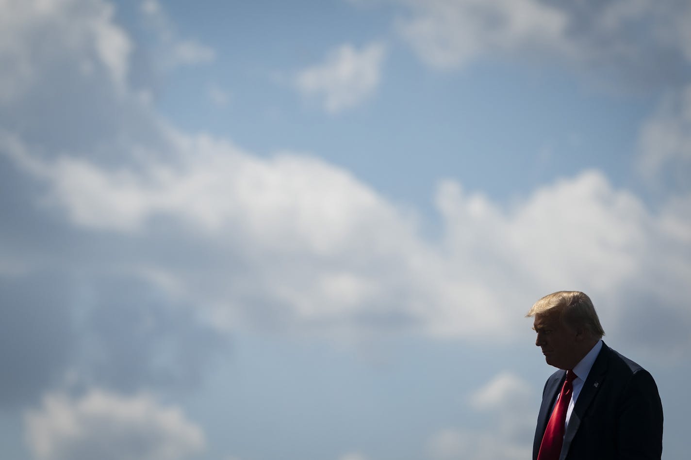 President Donald Trump arrives in Tampa, Fla, for a campaign coalitions event with Florida Sheriffs, on the tarmac of Tampa International Airport on Friday, July 31, 2020. (Al Drago/The New York Times)