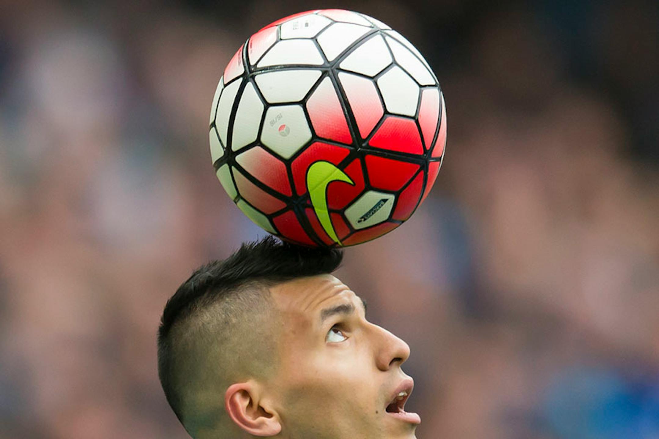 Manchester City's Sergio Aguero celebrates after scoring his third goal during the English Premier League soccer match between Manchester City and Newcastle at the Etihad Stadium, Manchester, England, Saturday Oct. 3, 2015.