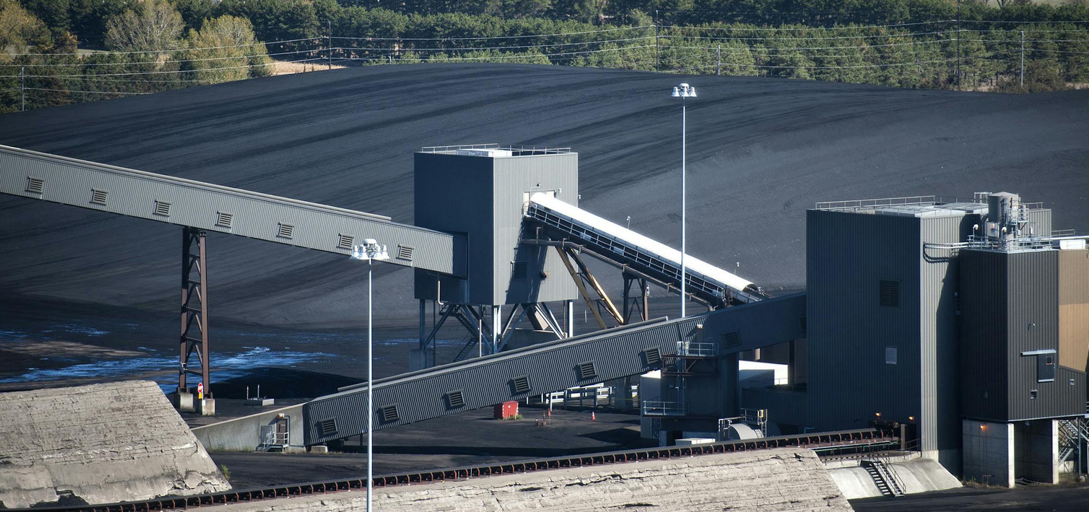 Stockpiled coal at Sherco. Excel Energy had an open house at the Sherburne County Generating Plant (Sherco) in Becker, Minnesota, Tuesday, October 2, 2012 Last November Unit 3 of the coal-fired plant had a catastrophic failure taking the plant offline. ] GLEN STUBBE * gstubbe@startribune.com ORG XMIT: MIN1210021458560059
