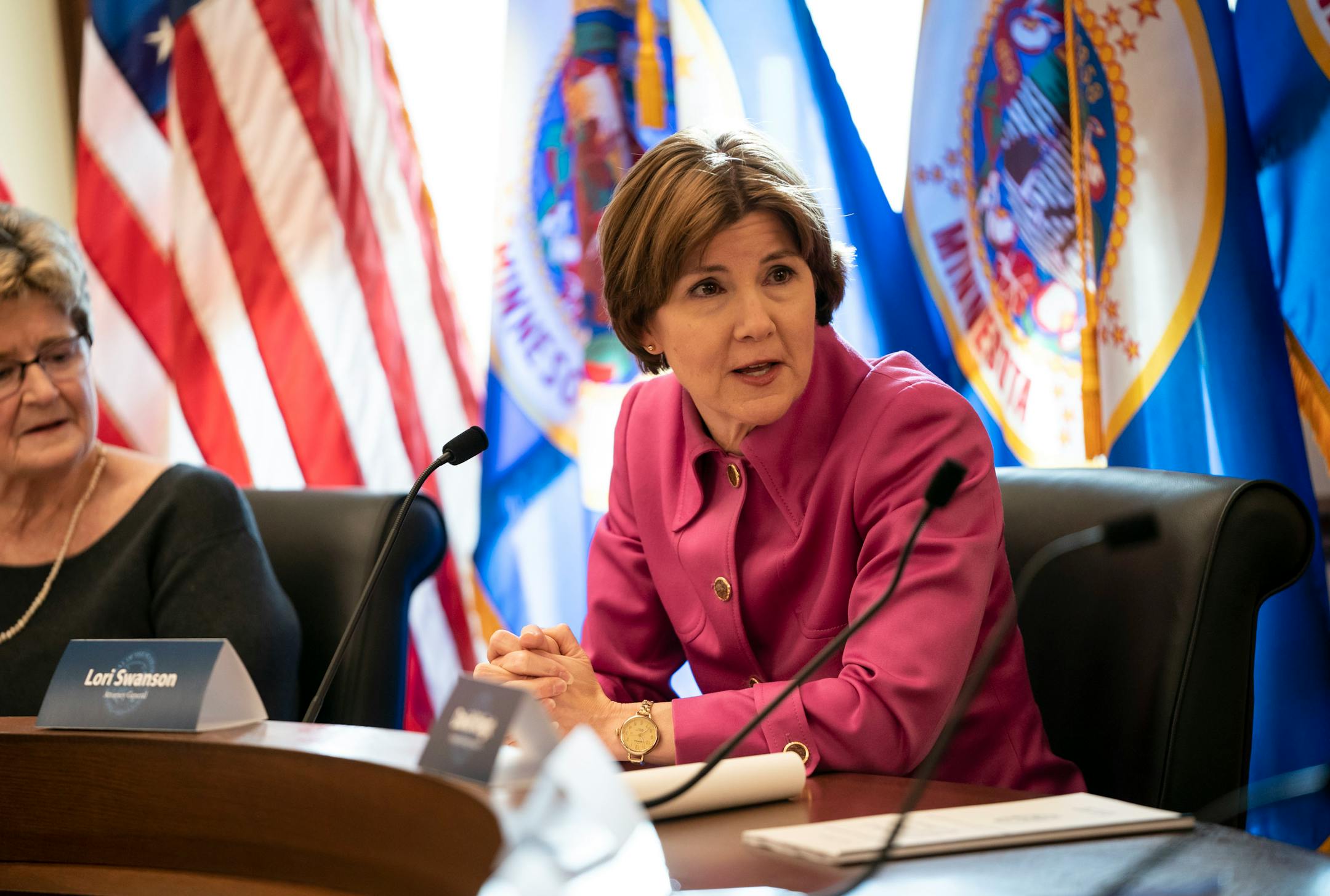 Then-Minnesota Attorney General Lori Swanson's spoke about the task force's final recommendations on how to reform sex assault investigations during a news conference at the State Capitol in December.