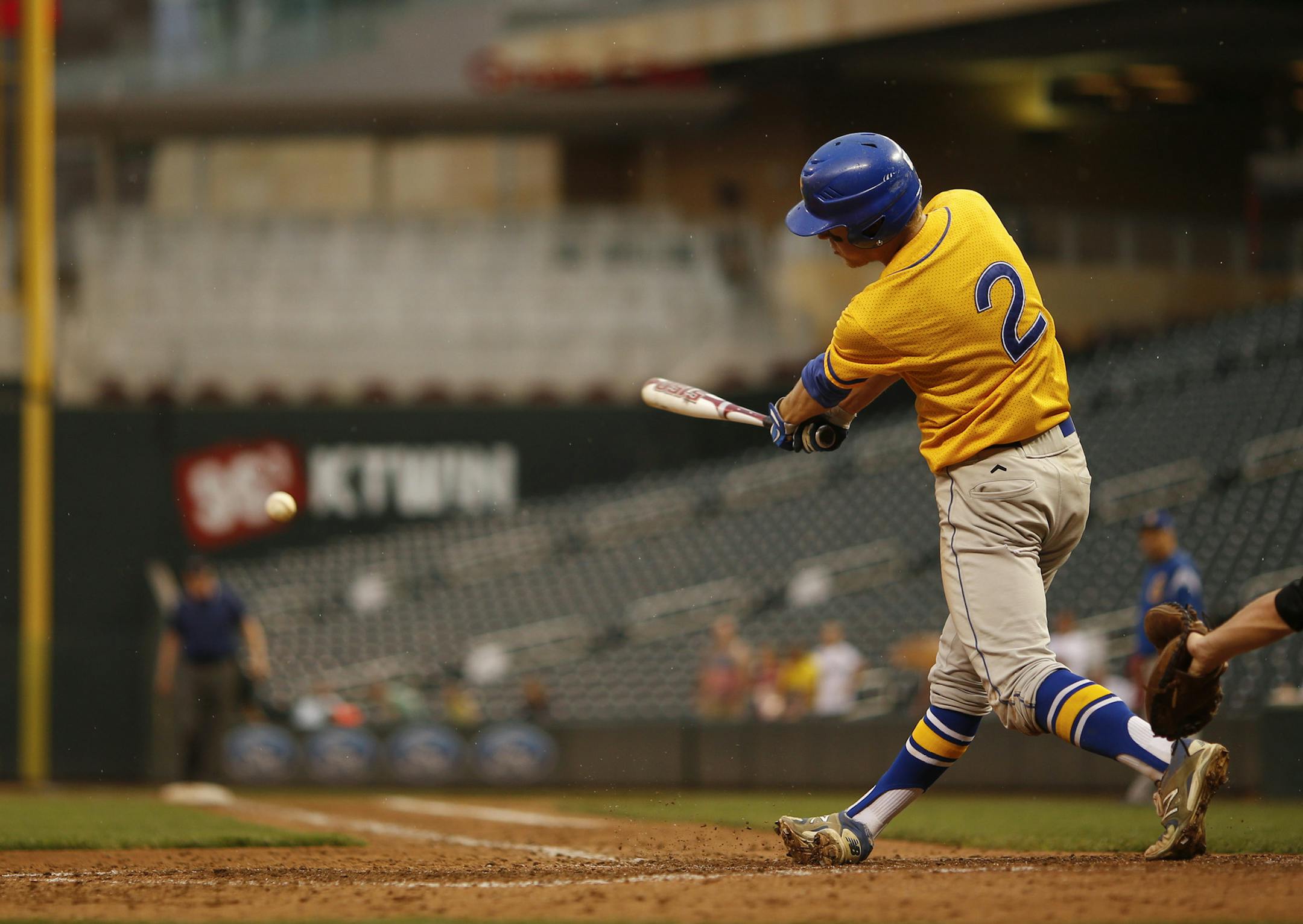 St. Cloud Cathedral's Steven Neutzling had a key two run double in the top of the seventh inning that at Target Field in Minneapolis Monday afternoon. ] JEFF WHEELER ‚Ä¢ jeff.wheeler@startribune.com St. Cloud Cathedral came from behind in the final inning to defeat Fairmont 5-4 to take the Class 2A championship game of the state high school baseball tournament Monday afternoon, June 16, 2014 at Target Field in Minneapolis.