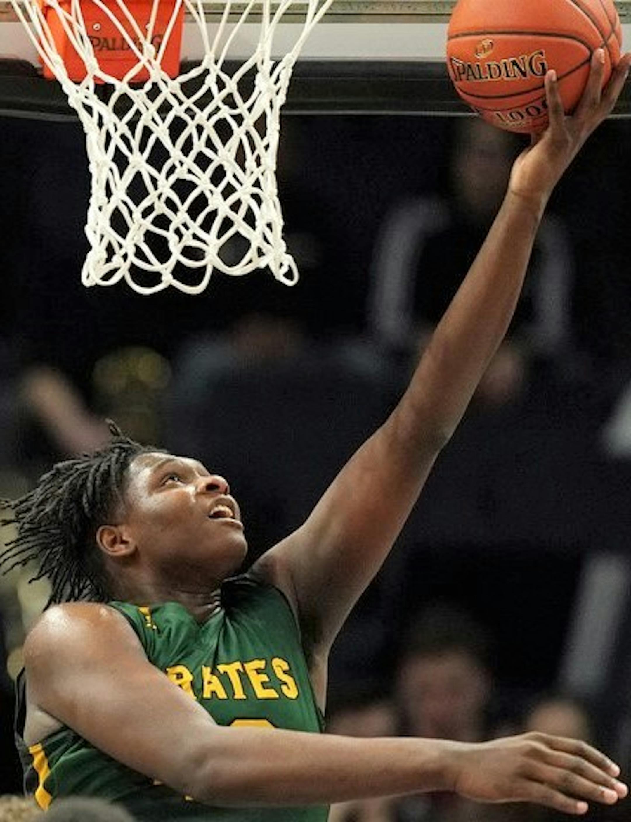 Park Center forward Dain Dainja (42) went up for a basket in the first half.
ANTHONY SOUFFLE • anthony.souffle@startribune.com Park Center High School played Maple Grove High School in a MSHSL boys' basketball quarterfinal game Wednesday, March 20, 2019 at the Target Center in Minneapolis. ORG XMIT: MIN1903201154442005