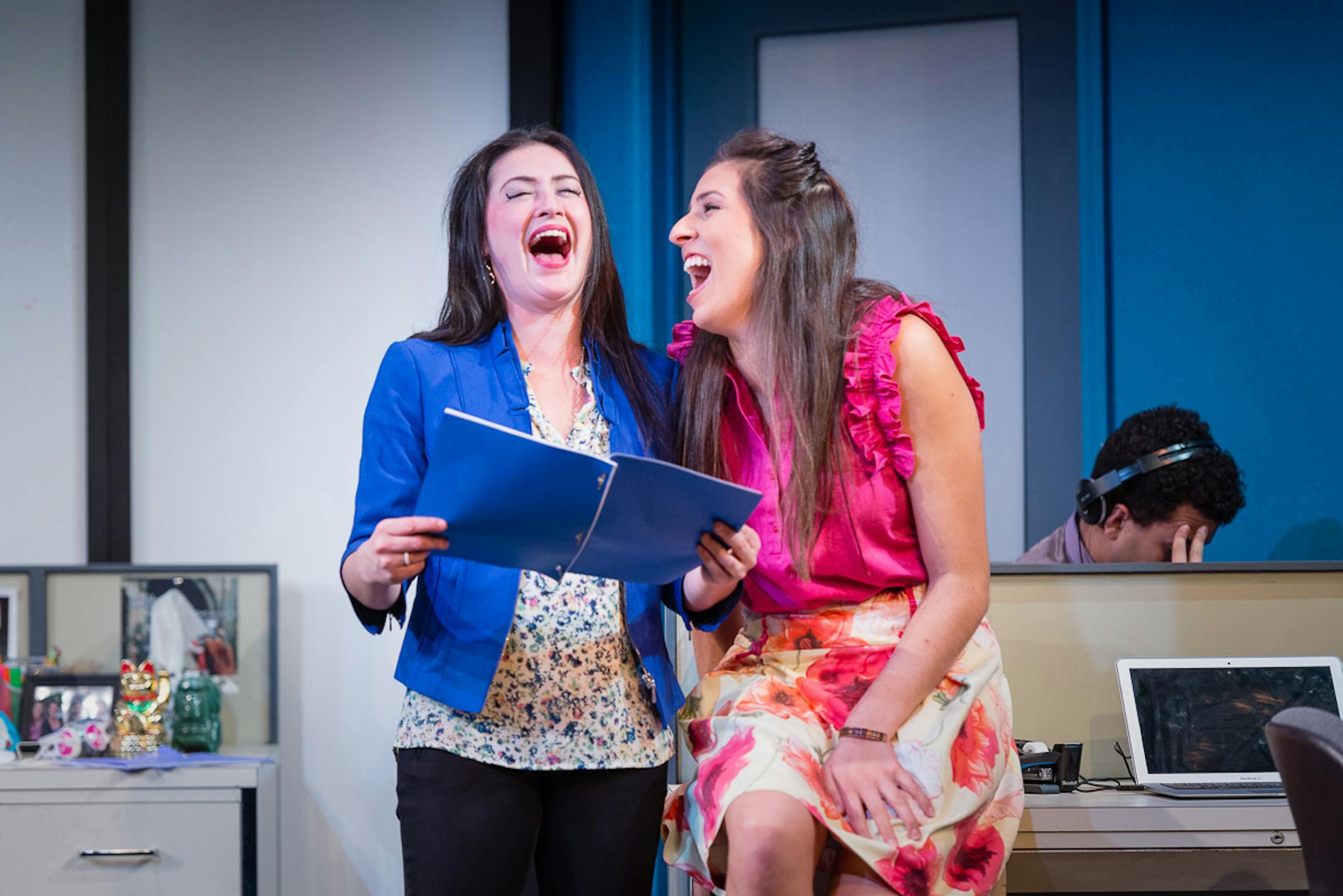 Kathryn Fumie and Colleen Lafeber, with William Thomas Hodgson in the background, in "Gloria."