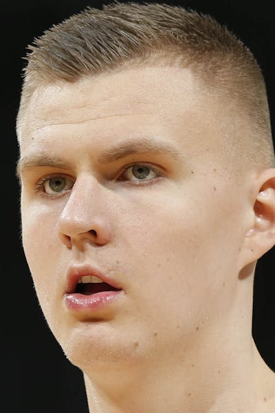 This a headshot of basketball player Kristaps Porzingis. Kristaps Porzingis is an active basketball player for the New York Knicks as of Oct. 25, 2016