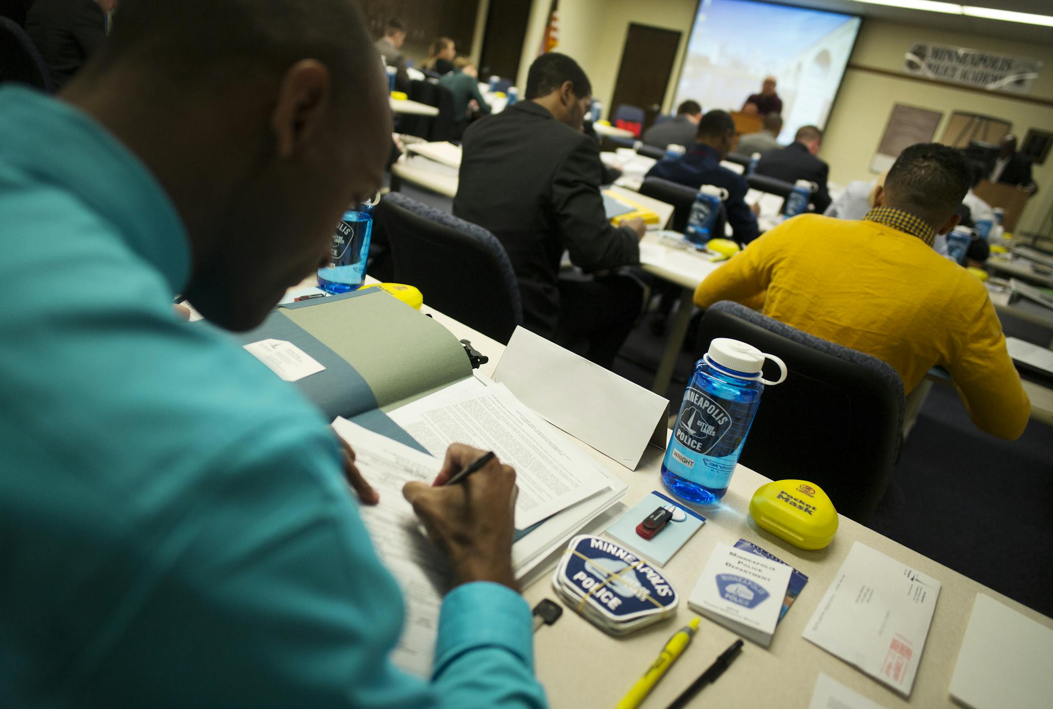 In North Minneapolis the first day of police training academy is being set in motion with the latest crop of cadets, 27.] Richard Tsong-Taatarii/rtsong-taatarii@startribune.com