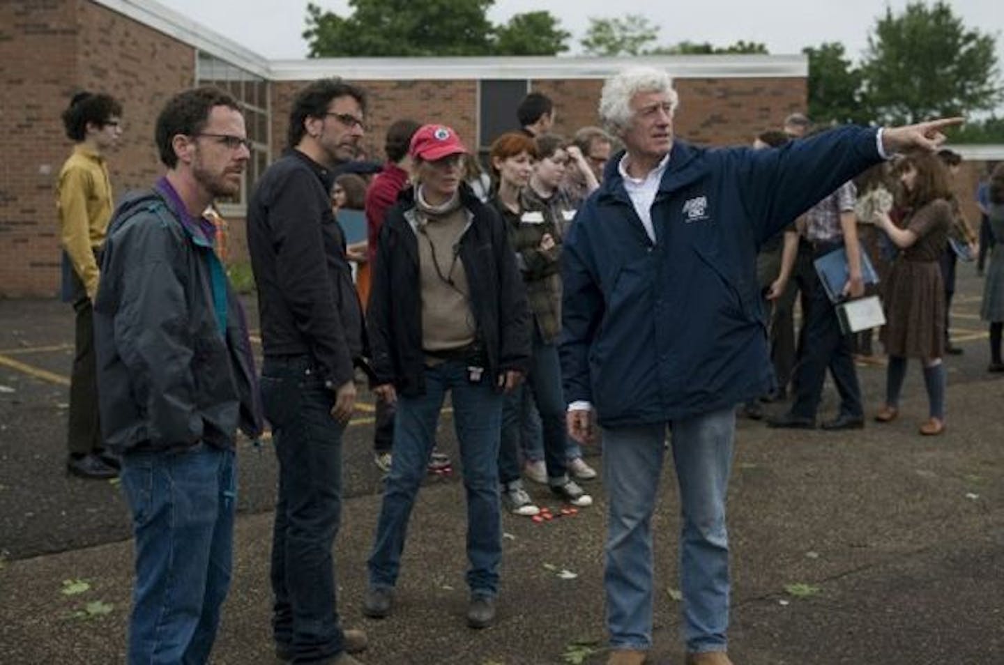 The Coen Brothers on the set of "A Serious Man"