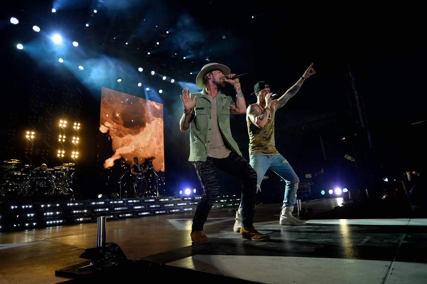 Florida Georgia Line's Brian Kelley, left, and Tyler Hubbard during last summer's show at Target Field.