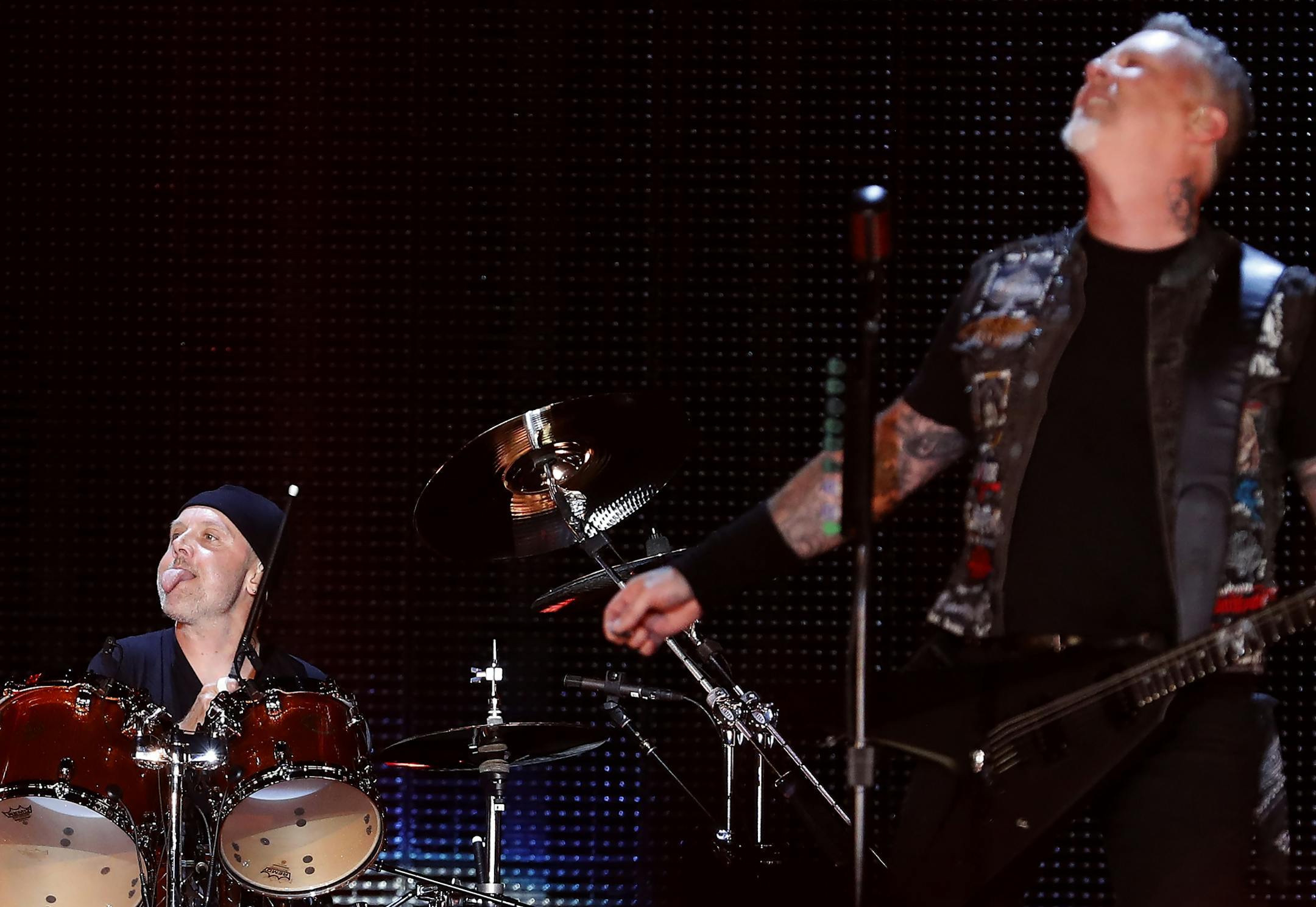 Metallica drummer Lars Ulrich during a performance at US Bank Stadium.